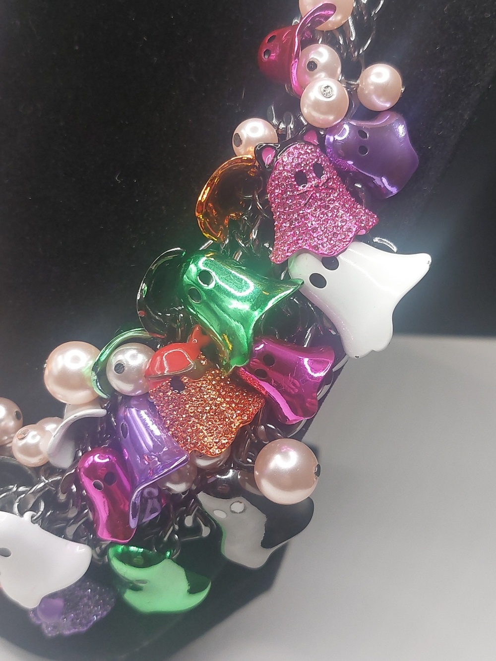 Betsey Johnson Halloween Colorful Ghosts Chunky Bib Statement Necklace - Picture 6 of 16